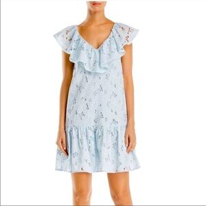 Rebecca Taylor Light Blue Eyelet Ruffle Midi Dress